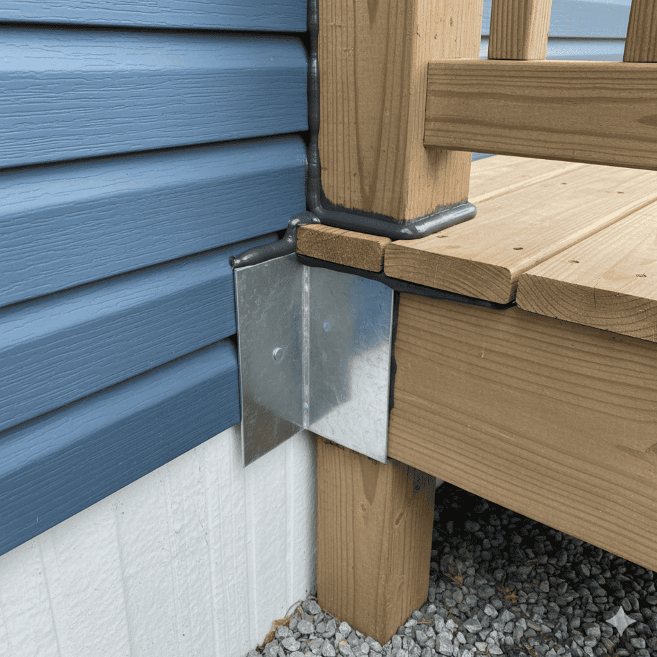 Proper flashing and sealing techniques for attaching a porch to a manufactured home.