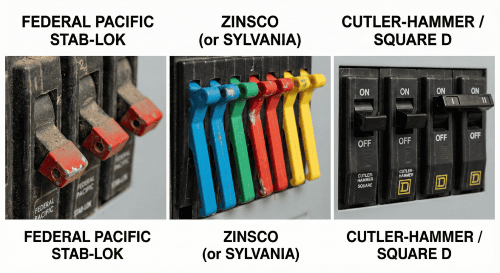 Identifying Federal Pacific and Zinsco Breakers