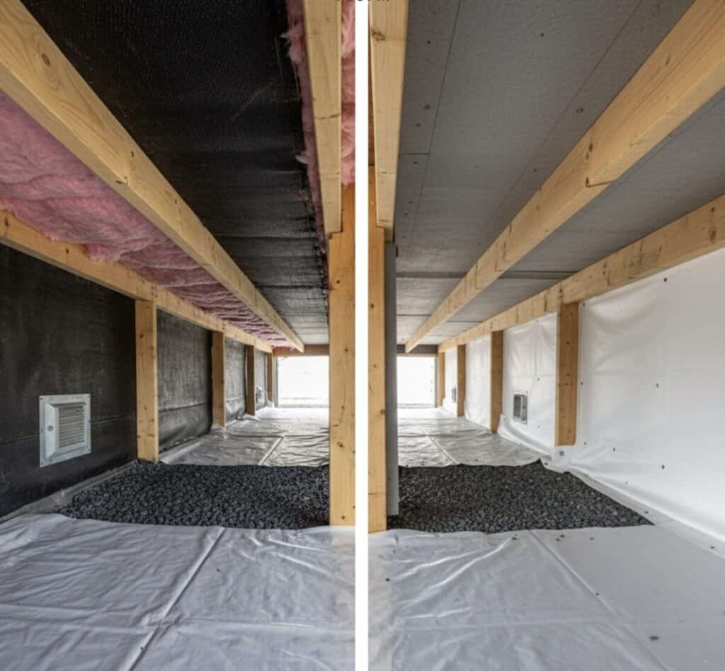 Mobile Home Underbelly With Proper Batt or Foam Board Insulation