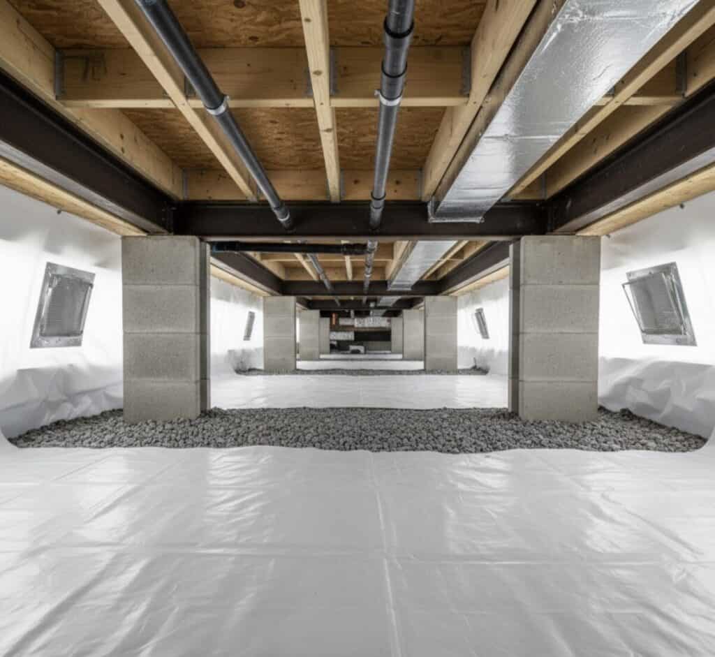 Mobile Home Underbelly With Proper Ground Underlayment