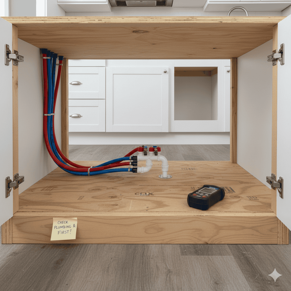PEX Plumbing Installed With New RTA Cabinets
