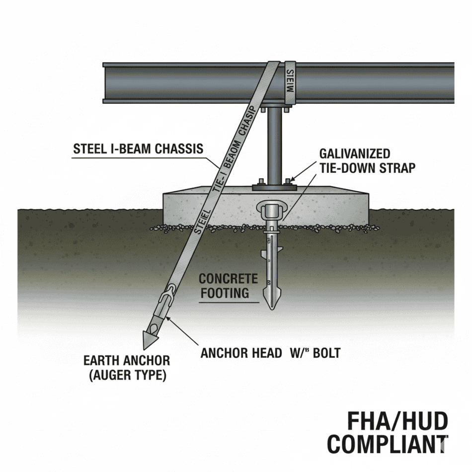 HUD compliant foundation anchors and tie-downs