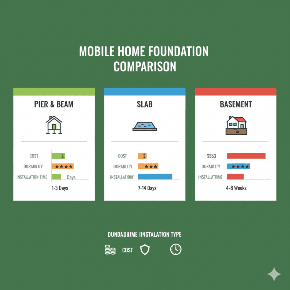 Mobile home foundation cost vs durability chart