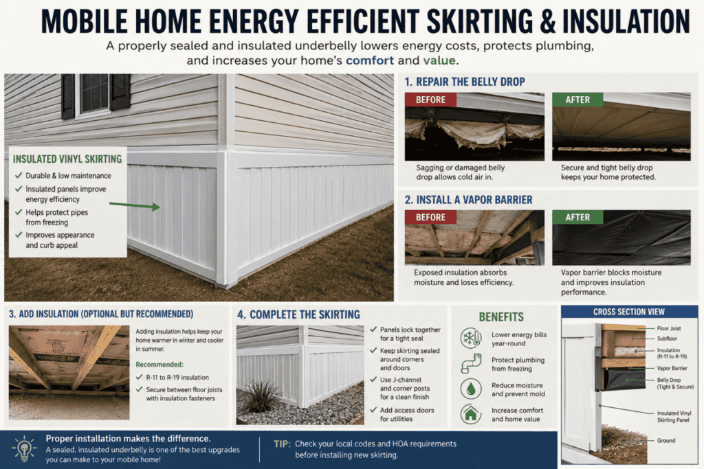 Mobile Home Energy Efficient Skirting and Insulation
