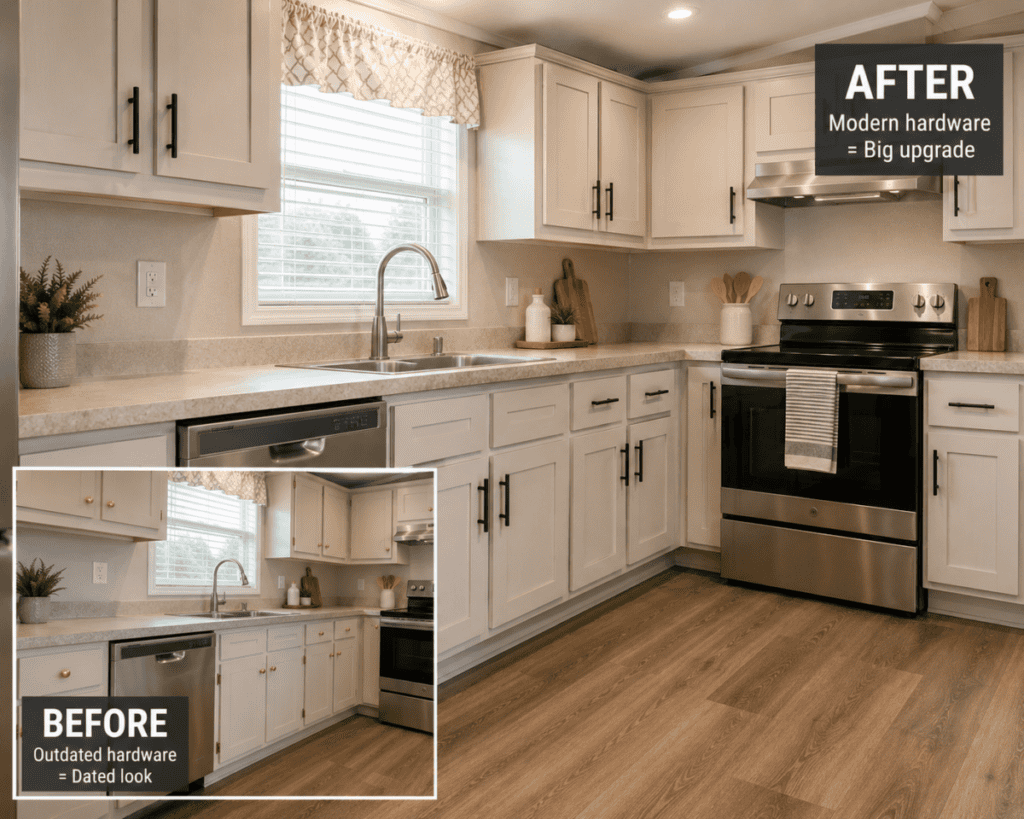 Modern Kitchen Cabinet Hardware for a Mobile Home