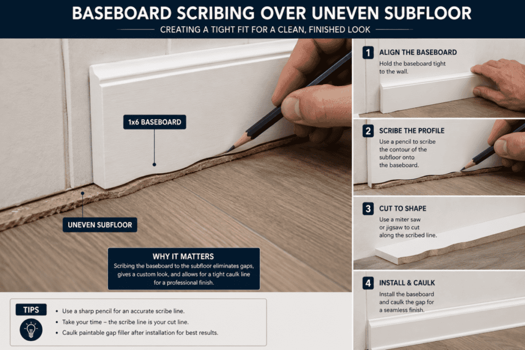 Baseboard Scribing Over Uneven Subfloor