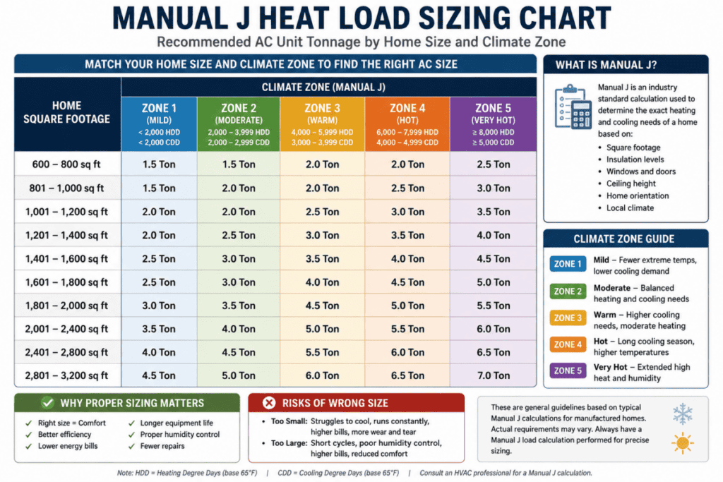 Manual J Heat Load Sizing Chart