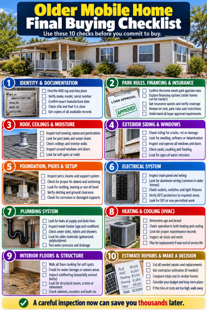 Older Mobile Home Final Buying Checklist